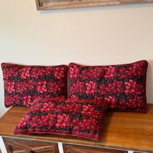 Set of 3 Poinsettia Tapestry Accent Pillows